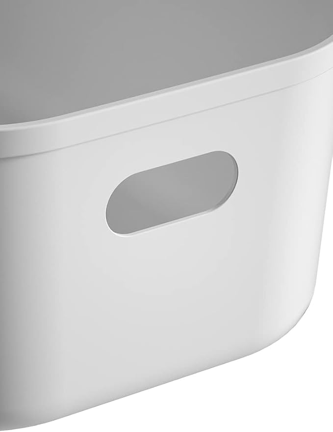 White Plastic Bins/Storage Organizers - Pantry Baskets, Bins for Shelves, Organizer and Storage for Bathroom, Bedrooms, Kitchens and More - Medium Size (9 Pack)