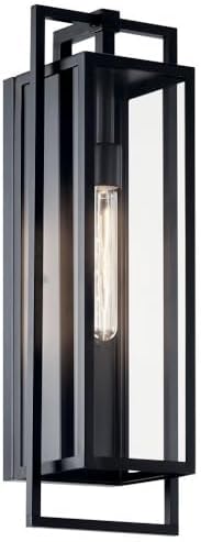 Kichler Goson 24" Outdoor Wall Light in Black, 1-Light Modern Exterior Wall Lantern with Clear Glass for Porch, Patio, Garage, (24" H x 8" W x 7" L), 59089BK