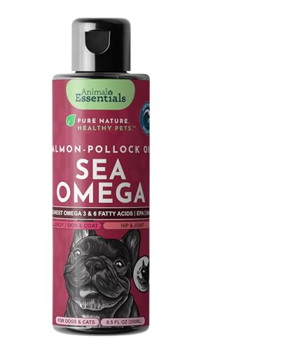 Animal Essentials Sea Omega Fish Oil for Dogs and Cats - Omega 3 Fish Oil Liquid Supplement, Alaskan Salmon Oil for Skin and Coat, Joint Health for Small, Medium and Large Dogs - 8.5 Fl Oz (Pack of 1)