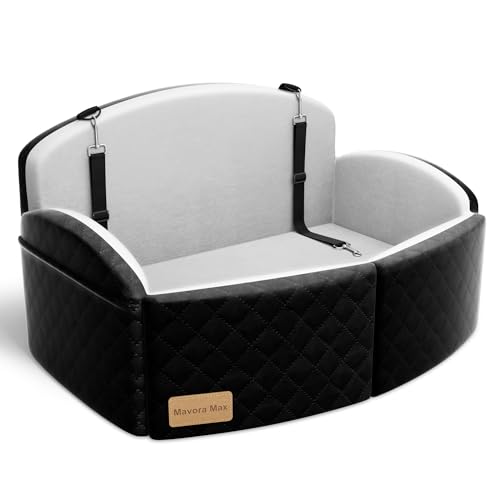 Dog Car Seat for Medium Large Dogs, 4" Memory Foam Pet Booster Seat up to 55lbs, Dog Car Bed for 2 Small Dogs with Washable Cover & Side Pockets, Non-Slip for Back Seat Trunk Picku