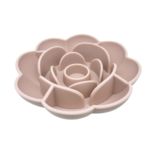Rose Slow Feeder Dog Bowl for Medium & Large Dogs, Silicone Anti-Gulping Dog Feeder with Suction Base, Non-Slip Slow Eating Design (Grey)