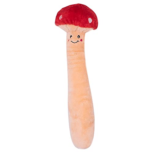 ZippyPaws Jigglerz - Dog Squeaky Toys to Keep Them Busy, Funny Food Plush for Small, Medium, & Large Dogs, Cute Stuffed Puppy Toy, Pet Product, Gift for All Breeds, Interactive Squeaker - Mushroom