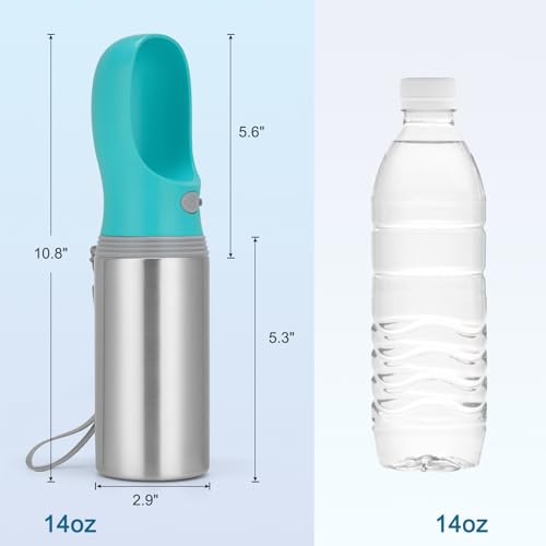 Portable Dog Water Bottle, 14 OZ Stainless Steel Pet | Travel Essentia - Image 6