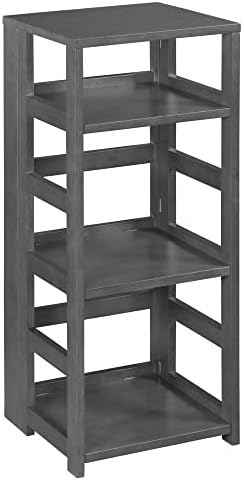 Niche Regency Flip Flop 34 Inch Folding 3-Shelf Square Bookcase, No Tools Assembly, Sturdy Solid Wood, Easy Setup, Space-Saving Bookshelf for Home, Office, Dorm, Living Room, Bedroom, Grey Finish