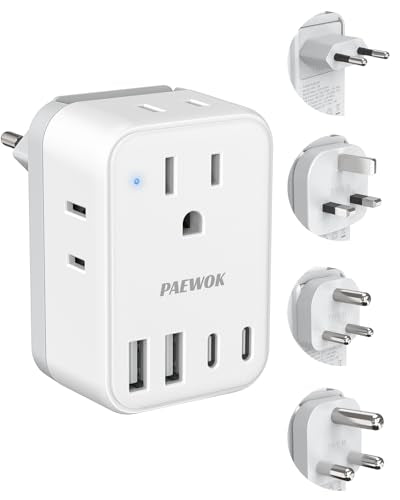 PAEWOK Travel Adapter Set with Type G/C/M/D Detachab - Image 2