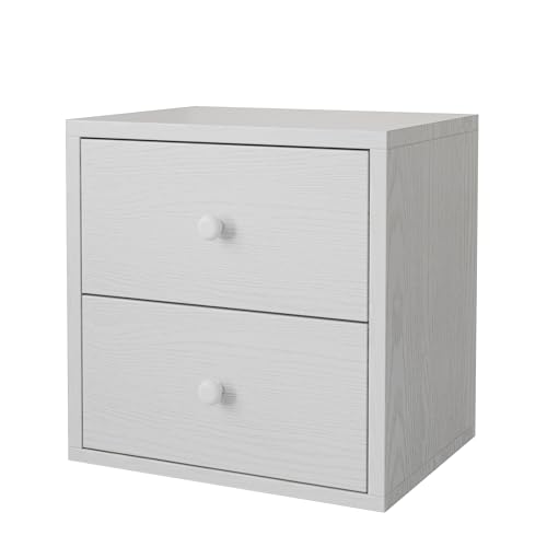 FUSUNBAO Magic DIY Cube Storage Organizer Stackable Cubes for Home Books Clothes Toy-Modular Cubby Storage System-Office Cubical-Bookcase Closet (Pure White-Washed, Drawer Cube) - Image 2