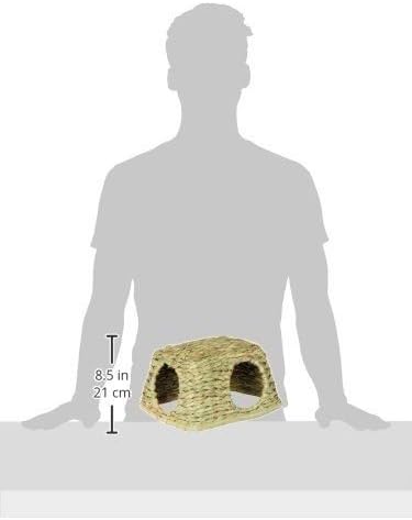 Prevue Pet Products Nature's Hideaway Grass Hut Small Animal Toy - for Guinea Pigs, Rabbits, Chinchilla, Hamsters, Gerbils, & Mice, Woven Hay & Grass, Natural Hide & Explore Toy - Medium