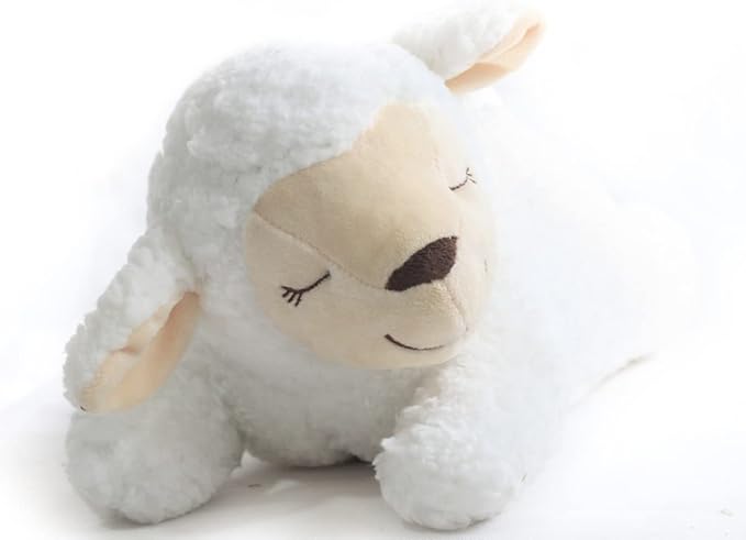 HonourHope Dog Heartbeat Toy for Anxiety Relief, Soft Plush Pet Calming Aid - Sheep