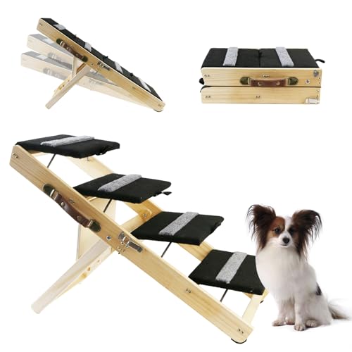 2-in-1 Indoor Pet Ramp, Wooden Folding 4-Tier Pet Stairs - Image 2