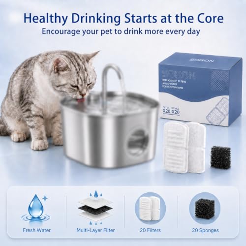 SORON 20 Pack Cat Water Fountain Filters Replacement | Pet Essentials - Image 6