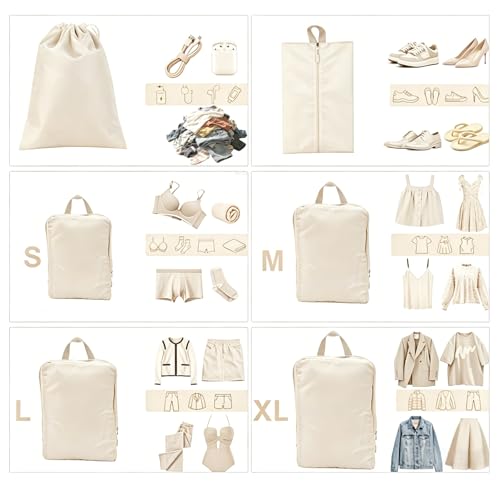 8 Set Packing Cubes for Travel with Shoe & Dirty Clo | Travel Essentia - Image 7
