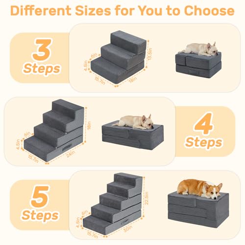 Dog Stairs for Small Dogs, 13.5" H Foldable Dog Steps | Pet Essentials - Image 3