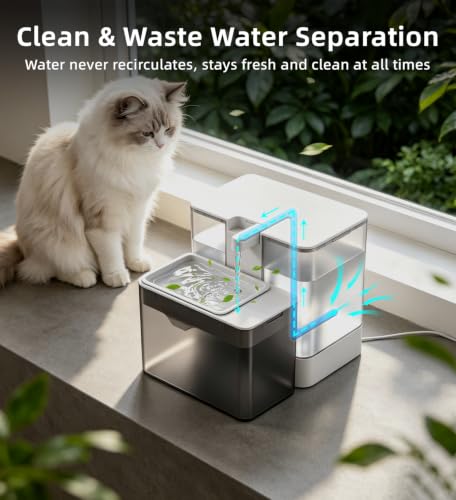 Filterless Cat Water Fountain,Wastewater Separation - Image 3