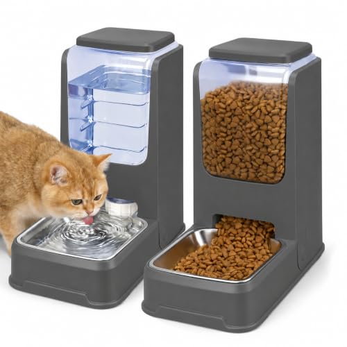 Automatic Cat Feeder and Water Dispenser Set with St - Image 2