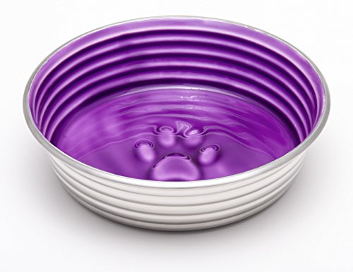Loving Pets - Le BOL Dog Food Water Bowl Enamel Ceramic Bowl No Tip Stainless Steel Pet Bowl No Skid Spill Proof (Extra Small, Lilac)