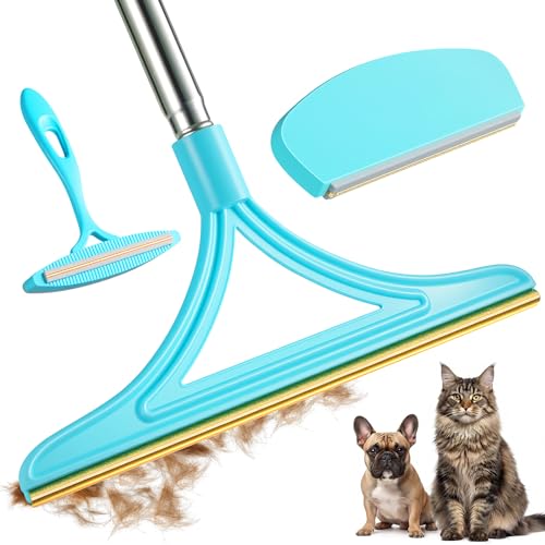Pet Hair Removal Tool 3-Pack – Reusable Carpet Rake Set with Long Handle, Dual-Sided Scraper，Detail Tool for Carpet, Furniture and Car