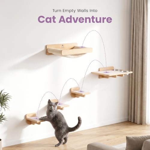 Cat Wall Shelves - Wall Mounted Cat Shelves with Feeding Station - Image 7