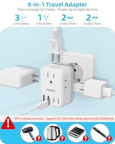 PAEWOK Travel Adapter Set with Type G/C/M/D Detachab - Image 4