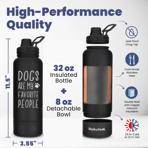 Rubyloo The Original Doggy Bag (Navy) & 32oz Insulated Water Bottle with Attached 8oz Bowl (Dogs are My Favorite People) – Dog Travel Bag & Hydration Set - Image 7