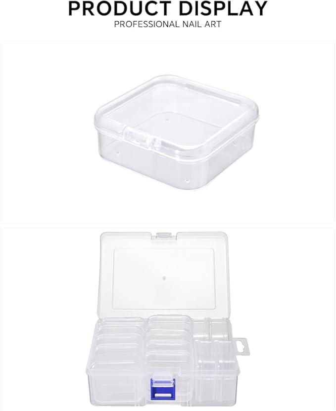 Bead Storage Box Clear Plastic Organizer Containers with Hinged Lids for Bracelet Making Nail Art Seed Beads Stack Craft Case Travel-Friendly Design (14pcs)