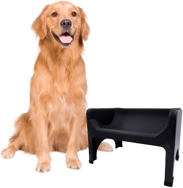 The Fluff Trough Fluff Trough XL Set Elevated Dog Bowl Feeder for Healthy Posture & Digestion, Minimizes Neck Strain, Vet Recommended, Dishwasher Safe, Black, X-Large (Pack of 1)