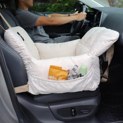 JACKO & CO - Premium Dog Car Seat for Small Dogs 1-25lbs (Beige Small)