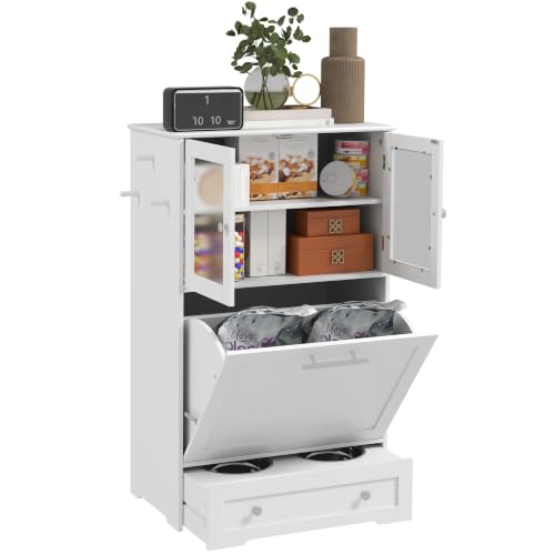 PawHut Pet Feeding Station, 2 Storage Cabinets - Image 2