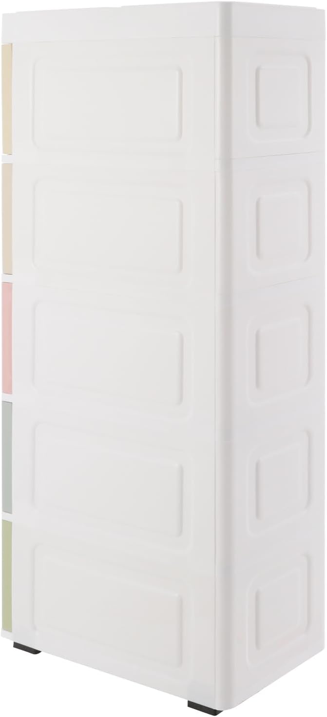 5-Tier Slim Bathroom Storage Cabinet with Wheels, Narrow Plastic Drawer Organizer Cart, Colorful Storage Cart for Bathroom, Kitchen, Laundry Small Spaces 7.09"x14.96"x32.68"