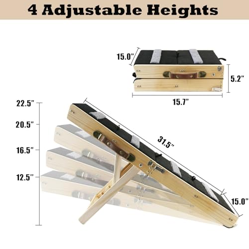 2-in-1 Indoor Pet Ramp, Wooden Folding 4-Tier Pet Stairs - Image 3