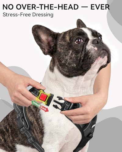 Joytale No Pull Dog Harness & Seat Belt, Easy On 3-Buckle, L, Black - Image 3