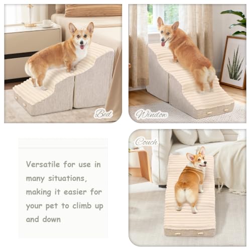 Dog Stairs for Small Dogs,2 in 1 Transformable 4-Step Pet Stairs - Image 4