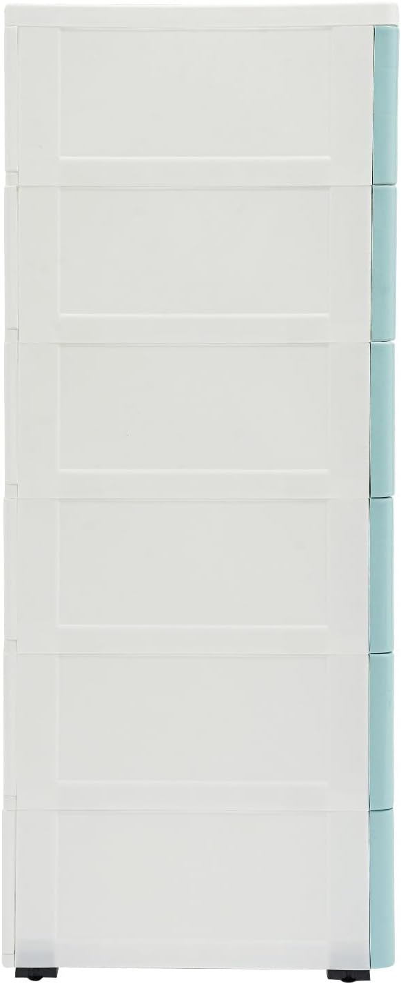 6 Drawers Narrow Slim Plastic Storage Cabinet,Storage Drawer with Wheels,6 Tier Drawers Dresser,Rolling Narrow Cabinet for Small Spaces Bathroom Kitchen Bedroom Living Room,Blue