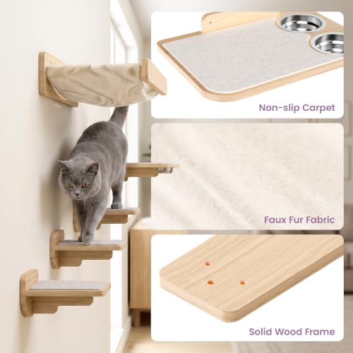 Cat Wall Shelves - Wall Mounted Cat Shelves with Feeding Station - Image 6