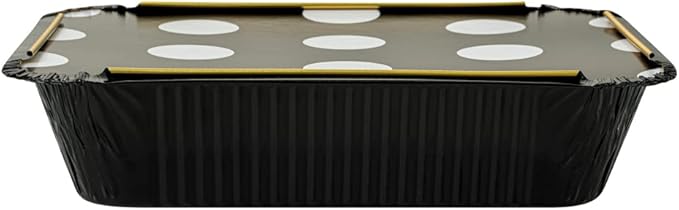 Restaurantware 16 Ounce Disposable Takeout Containers 50 Rectangle Food Containers - With Polka Dot Lids Black And Gold Takeaway Containers Aluminum Delivery Containers Freezable