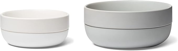 Waggo Ceramic Cling Dog Bowl with Rubber Bottom for Small and Large Breeds - Heavyweight Bowl with Anti-Skid Non Slip Rubber Bottom, Dishwasher Safe (Large, White)