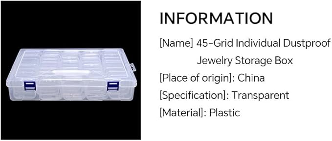 Bead Storage Box Clear Plastic Organizer Containers with Hinged Lids for Bracelet Making Nail Art Seed Beads Stack Craft Case Travel-Friendly Design (45pcs)