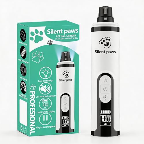 silent paws Dog Nail Grinder Quiet, 2026 New Upgraded Silent Dog Groom Pro Nail Trimmer, Electric 2-Speed Pet Toenai Grooming Supplies, Applicable to Large Medium Small Dogs Paw & Cats Claw (SM-5)