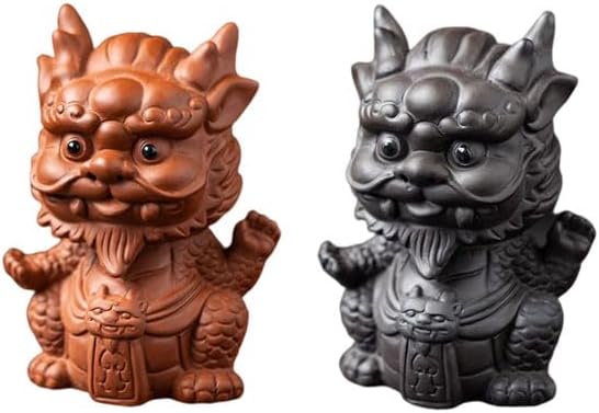 Chinese Zisha Dragon Tea Pet, Handmade Purple Clay for Kung Fu Tea Tray, Ceramic Decorate Accessories (M)