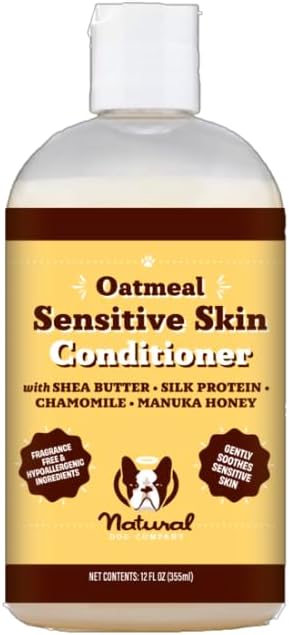 Natural Dog Company Sensitive Skin Dog Shampoo Gallon 128 oz Oatmeal Hypoallergenic Formula with Aloe, Manuka Honey & Chamomile Soothes Itchy, Dry, Flaky Skin Groomer & Multi-Dog Household Size