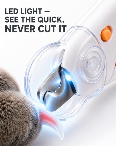 Cat Nail Clipper & Small Dog Nail Clippers with LED Light - Illuminates Nails & Bloodline for Safe, Easy Trimming - Extra Sharp, Avoid Over-Cutting - Essential Cat Supplies, White - Image 4