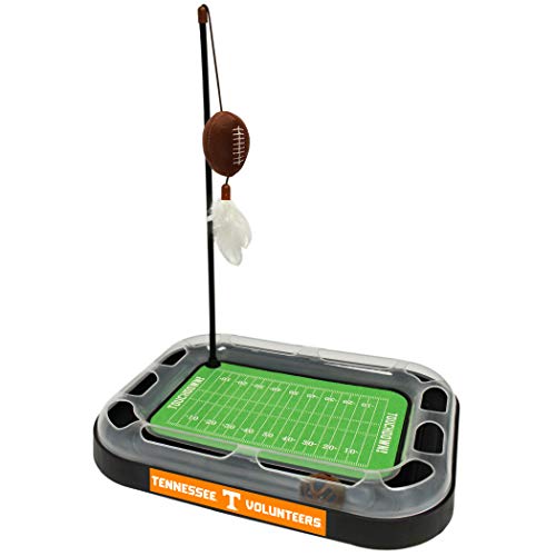 Pets First NCAA Tennessee Volunteers Football Field CAT Scratcher Toy with Catnip Filled Plush Football Toy & Feather Cat Toy Hanging, with Jingle Bell Interactive Ball Cat Chasing 6-in-1 Kitty Toys
