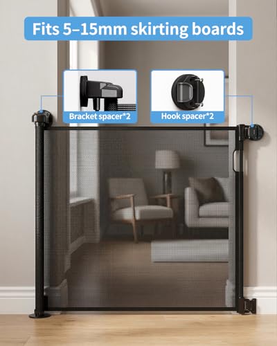 Retractable Baby Gate for Doorways and Stairs, Mesh Safety - Image 4