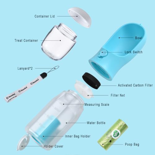 Dog Water Bottle with Food Container & Poop Bag Holder & Filter - Image 4