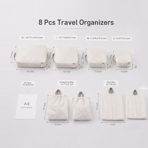 8 Set Packing Cubes for Travel with Shoe & Dirty Clo | Travel Essentia - Image 4