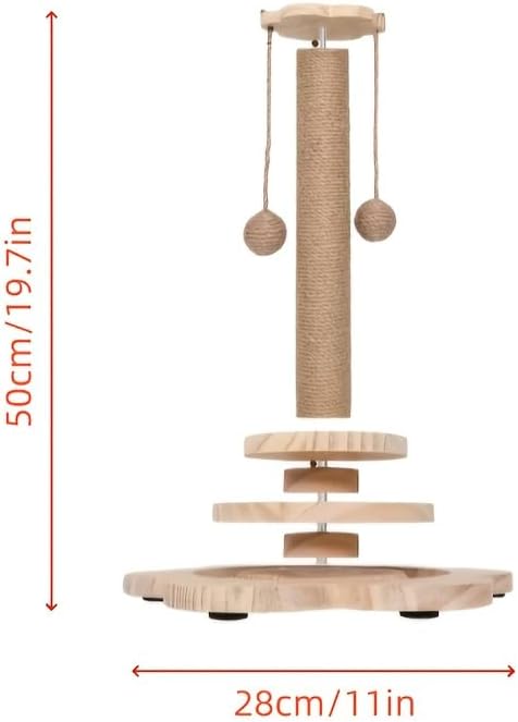 Cat Scratching Post 20'' Tall Cat Scratching Post for Indoor Cats Adults with Hanging Ball and Interactive Wooden Ball Sisal Rope Cats Scratch Post