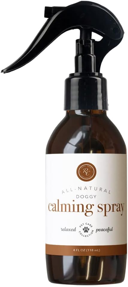 Rowe Casa Organics Doggy Calming Spray – Natural Dog Calming Aromatherapy Spray Made with Lavender Essential Oils to Help Reduce Stress & Soothe Dog Unease Quickly – 118 mL