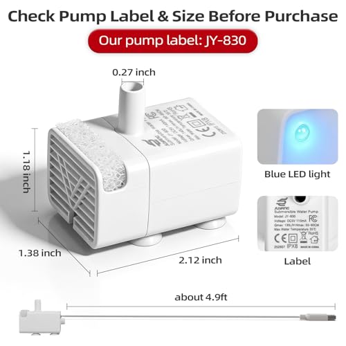 Cat Water Fountain Pump, Auto Waterless Power-Off JY-830 Pump - Image 5