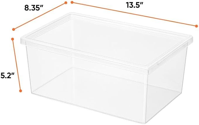 Superio Shoe Box Modern Storage Container 4 Pack - 6.5 Quart/6 Liter, Stackable Plastic Shoe Box Organizer (13.5"L x 8.35"W x 5.2"H)