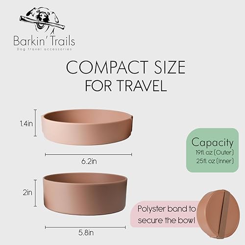 Barkin’ Trails Travel Dog Bowls, Portable Outdoor Water, BPA-Free, Food Grade Plastic Dog Travel Bowl, Camping Essentials & Container (Mocha) - Image 3