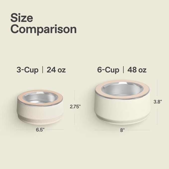 STANLEY Pet Bowl | 6-Cup (48 oz) Insulated Stainless Steel Dog & Cat Bowl | Splash-Resistant Lid | Dishwasher Safe | BPA-Free | Cream